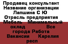 Продавец-консультант › Название организации ­ Лапшина С.Ю. › Отрасль предприятия ­ Мебель › Минимальный оклад ­ 45 000 - Все города Работа » Вакансии   . Карелия респ.